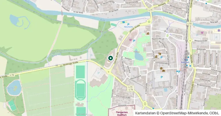Kartenausschnitt: Lage des Amtsgericht Aschersleben in Staßfurt, Lehrter Str. 15