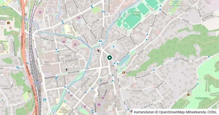 Kartenausschnitt: Lage des Amtsgericht Coburg in Coburg, Heiligkreuzstraße 22