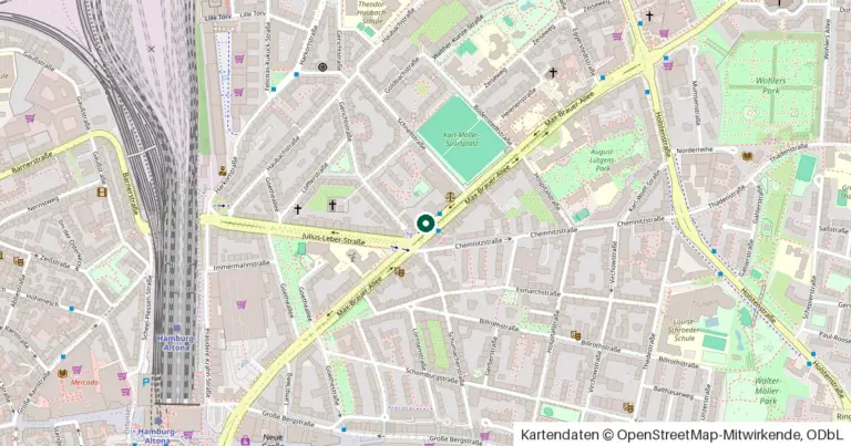 Kartenausschnitt: Lage des Amtsgericht Hamburg-Altona in Hamburg, Max-Brauer-Allee 89