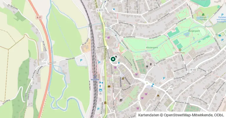 Kartenausschnitt: Lage des Amtsgericht Hünfeld in Hünfeld, Hauptstraße 24