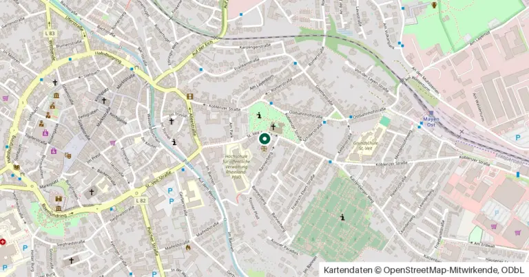 Kartenausschnitt: Lage des Amtsgericht Mayen in Mayen, St. Veit-Straße 38