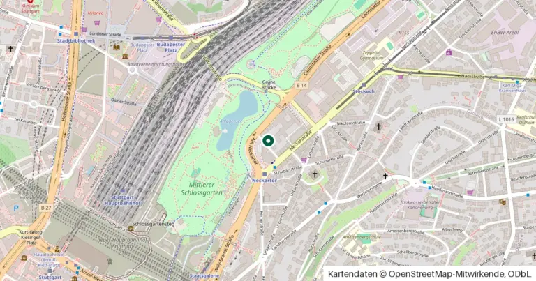 Kartenausschnitt: Lage des Amtsgericht Stuttgart in Stuttgart, Hauffstraße 5