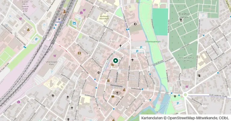 Kartenausschnitt: Lage des Amtsgericht Uelzen in Uelzen, Rosenmauer 2